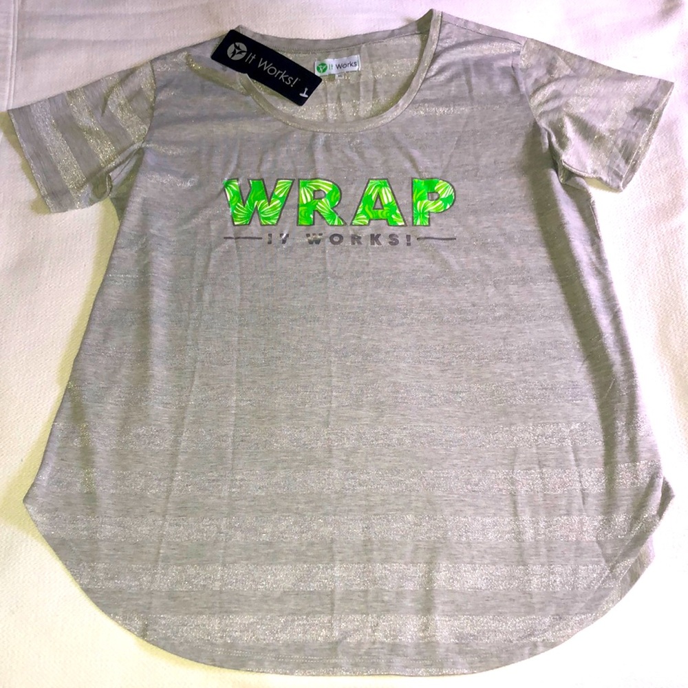It Works Glitter Grey Striped Shirt